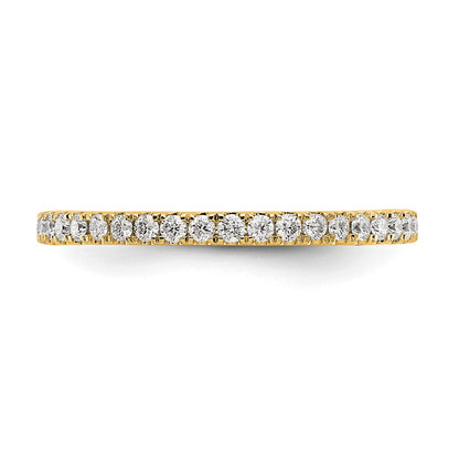 14K Yellow Gold Polished Size 7.5 U-Shared Prong 1/2 carat Diamond Complete Eternity Wedding Band Ring