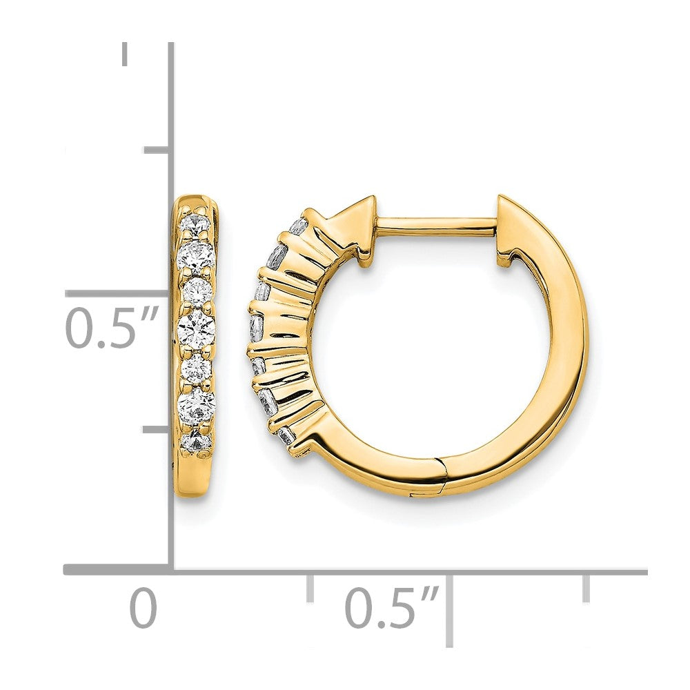 14K Yellow Gold 1/4 carat Diamond Hinged Hoop Earrings