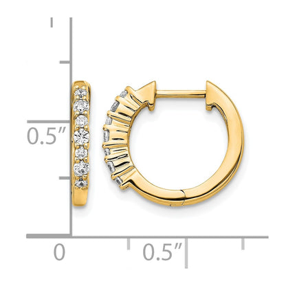 14K Yellow Gold 1/4 carat Diamond Hinged Hoop Earrings