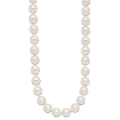 14K Yellow Gold Polished 9-10mm Round Akoya Saltwater Cultured Pearl 18 Inch Necklace