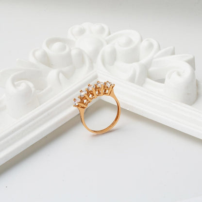 14K Rose Gold Five Stone Cubic Zirconia Ring