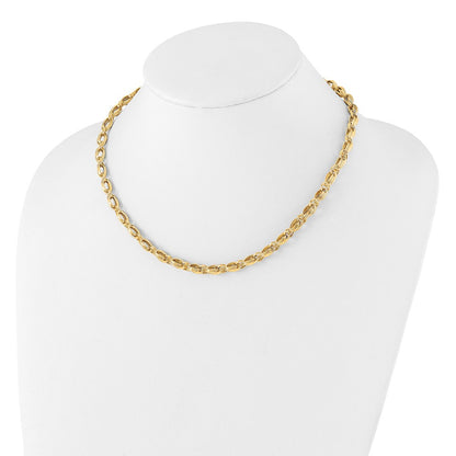 14K Yellow Gold Polished 4.8mm Oval Fancy Triple Link 18 Inch Necklace