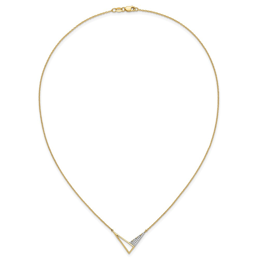 14K Yellow Gold Polished 1/10 carat Diamond Geometric Triangles 18 Inch Fashion Necklace