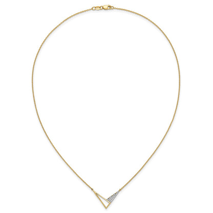 14K Yellow Gold Polished 1/10 carat Diamond Geometric Triangles 18 Inch Fashion Necklace