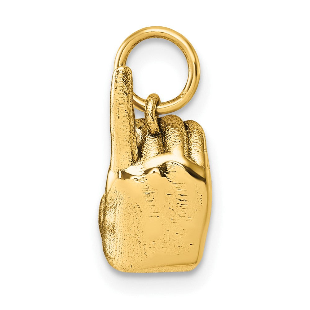 14K Yellow Gold American Sign Language Alphabet Fingerspelling Sign D Pendant