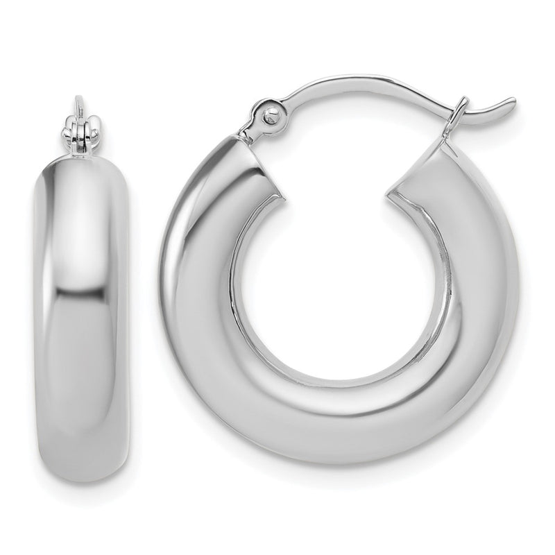 14K White Gold 5x20mm Polished Tube Hoop Earrings