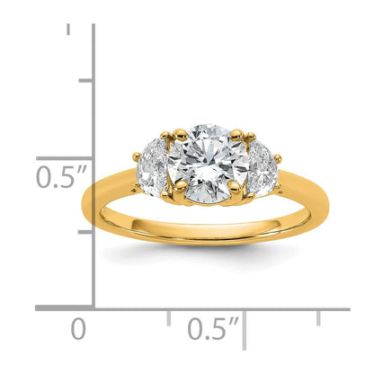 14K Yellow Gold 1 3/8 carat Certified Lab Grown Diamond VS+F+ Round Complete Three Stone Engagement Ring