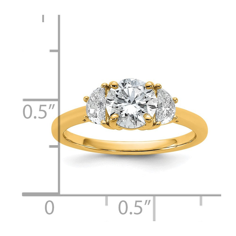 14K Yellow Gold 1 3/8 carat Certified Lab Grown Diamond VS+F+ Round Complete Three Stone Engagement Ring