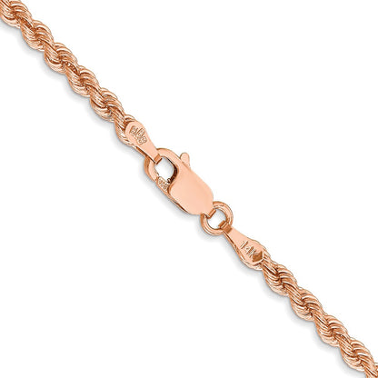 14K Rose Gold 2.75mm Diamond-cut Rope with Lobster Clasp 18 Inch Chain