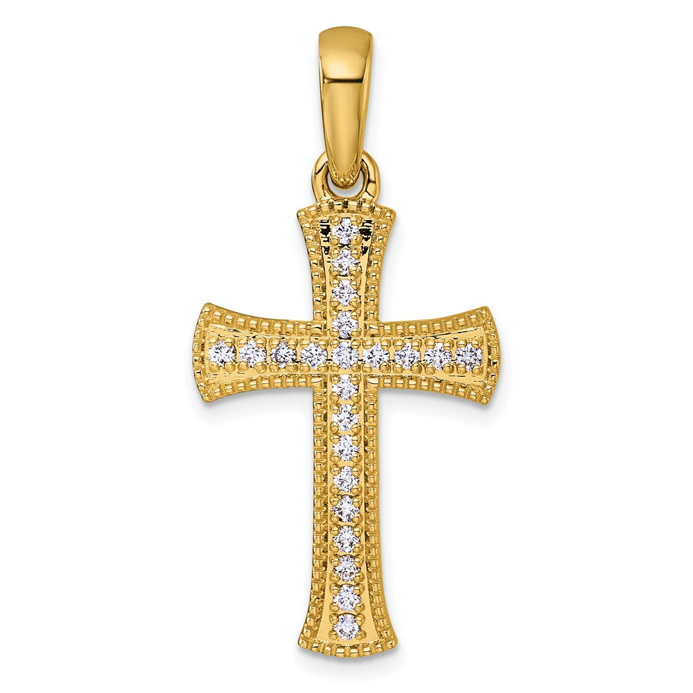 14K Yellow Gold 3/8 carat Diamond Cross Pendant