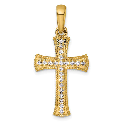 14K Yellow Gold 3/8 carat Diamond Cross Pendant