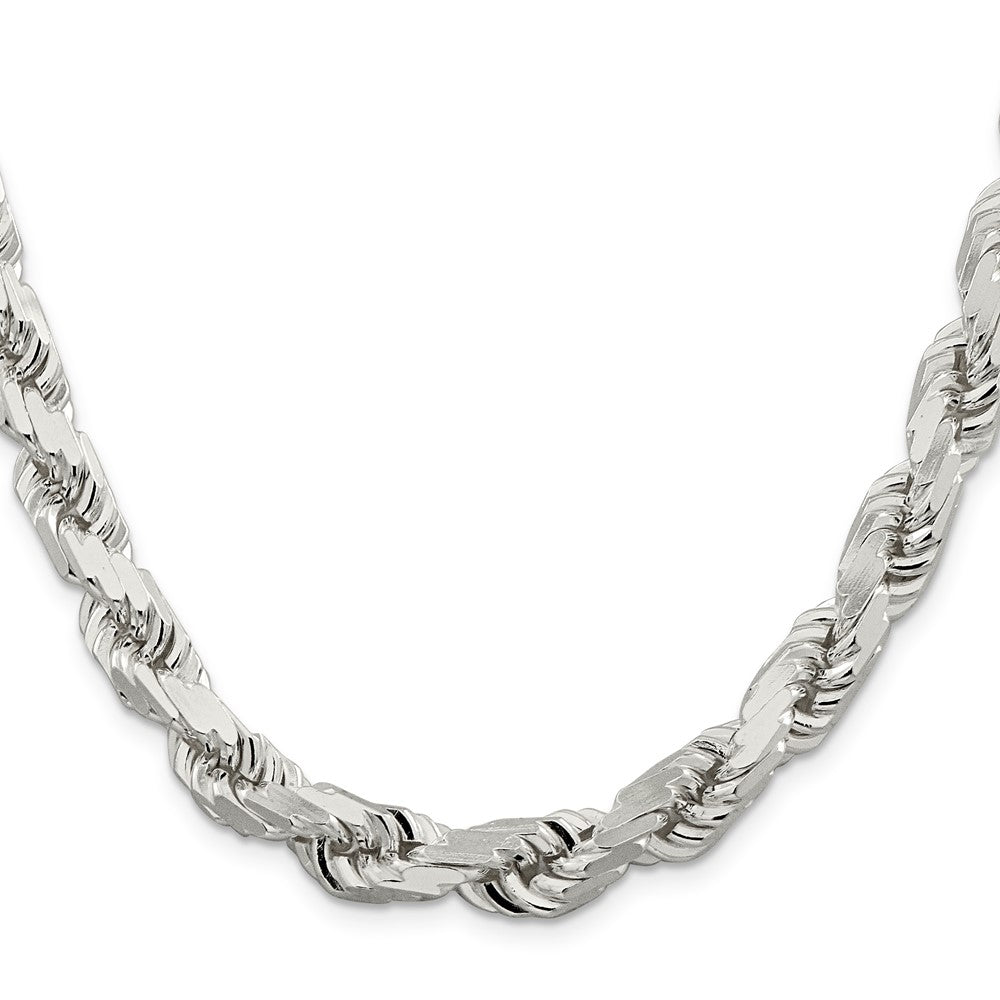 Sterling Silver 9.0mm Diamond-cut Rope 22 Inch Chain