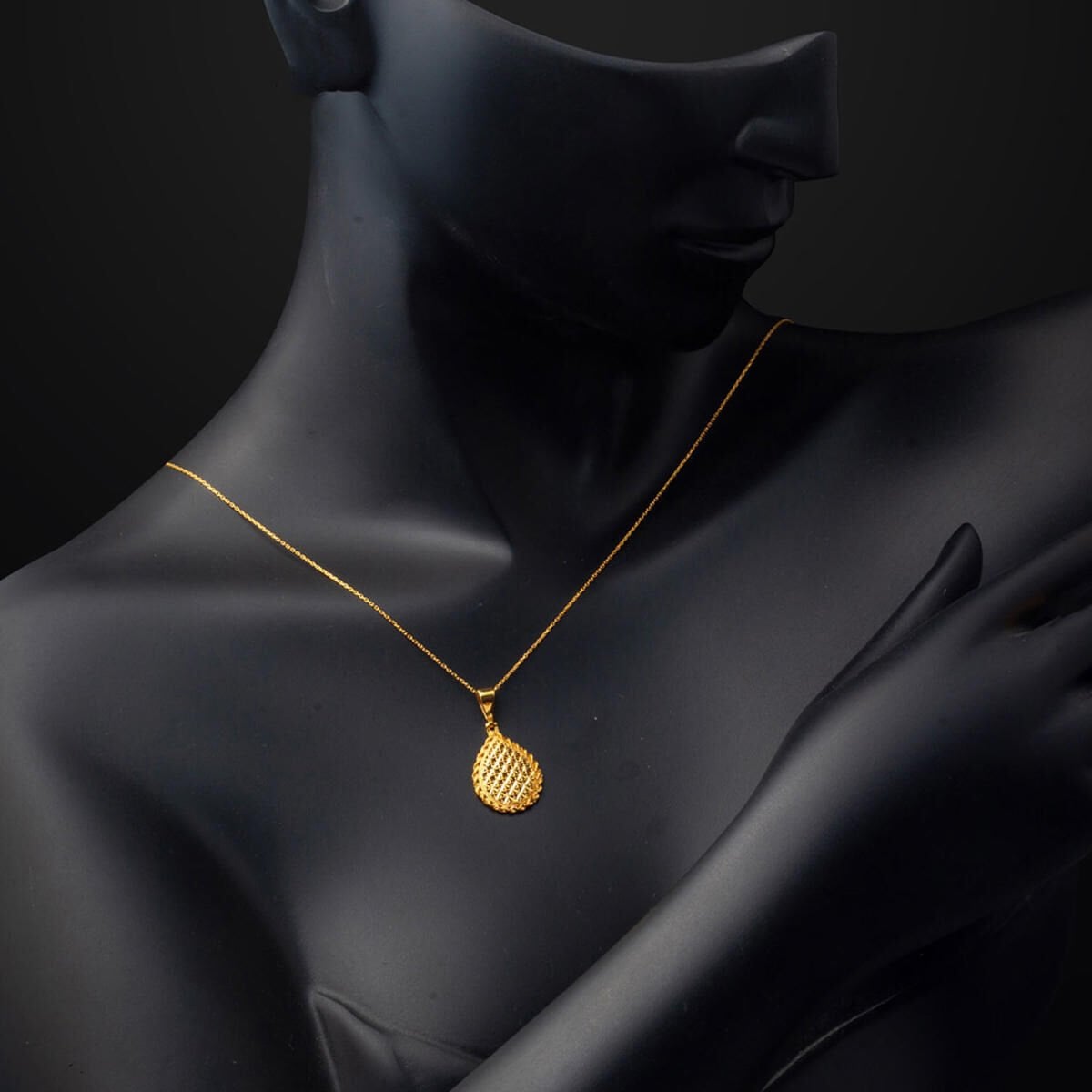 22K Yellow Gold Teardrop Flower of Life Necklace (3.61 g)