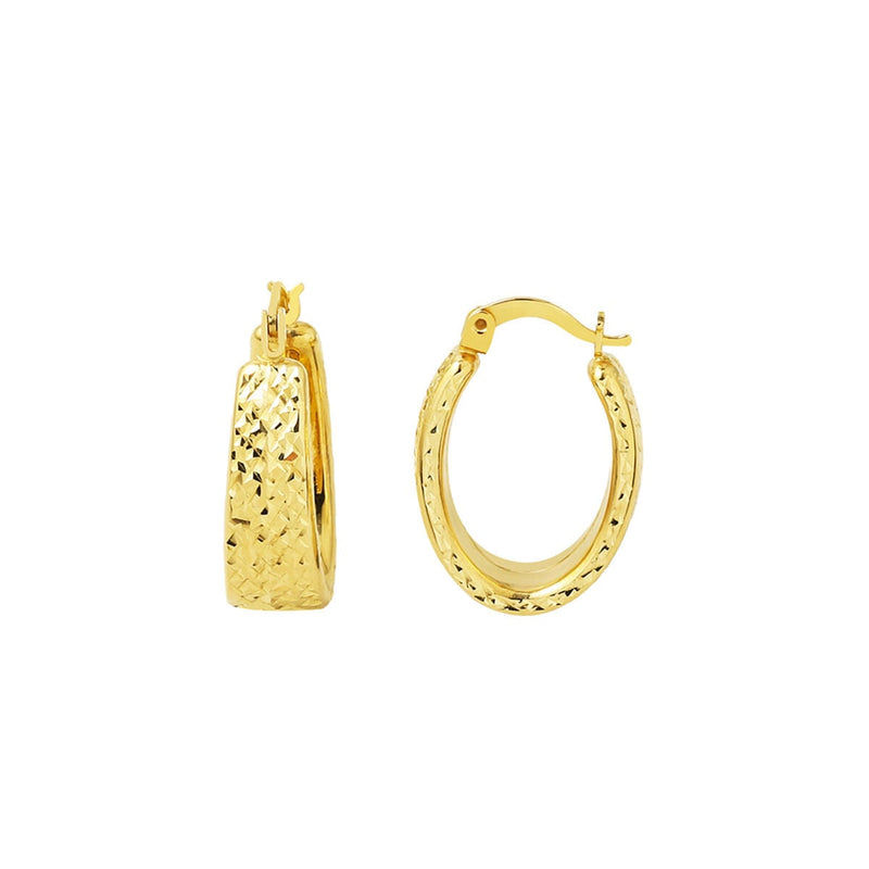 14K Yellow Gold Sparkle Hand Engraved Hoop Earrings (2.56 g)