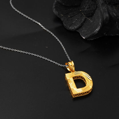 22K Yellow Gold Three Dimensional Initial D Pendant