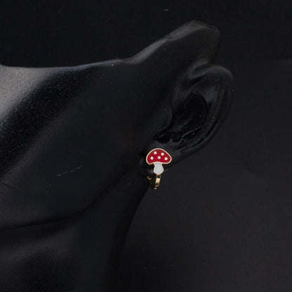 14K Yellow Gold Mushroom Children's Earrings