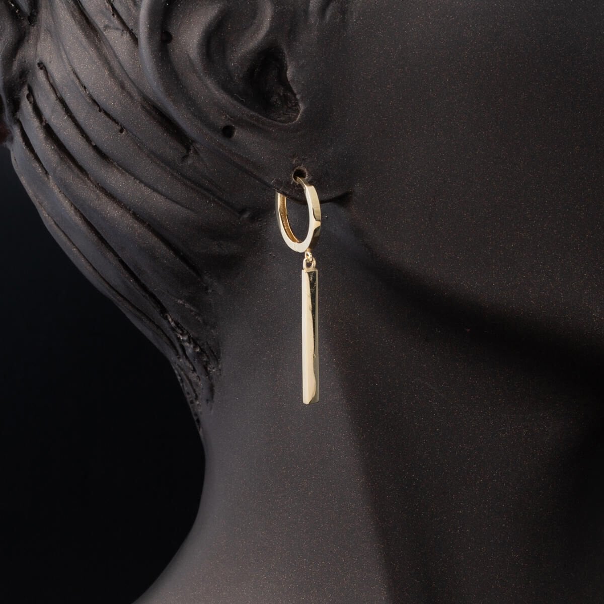 14K Yellow Gold Dangle Bar Earrings