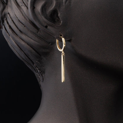 14K Yellow Gold Dangle Bar Earrings