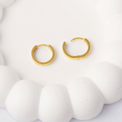 14K Yellow Gold Double Sided Modern Hoop Earrings