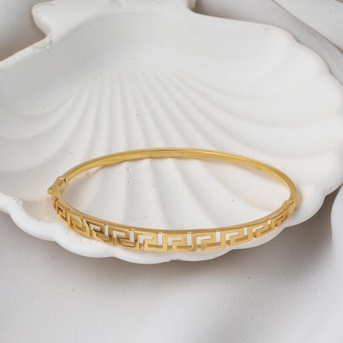 14K Yellow Gold Designer Inspired Model 14 Hinged Cuff Bangle