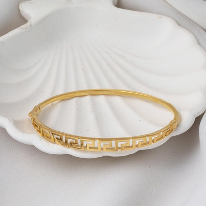 14K Yellow Gold Designer Inspired Model 14 Hinged Cuff Bangle