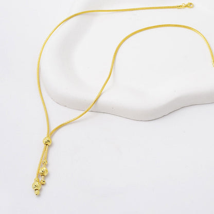 14K Yellow Gold Braided Chain Gold Bead Necklace