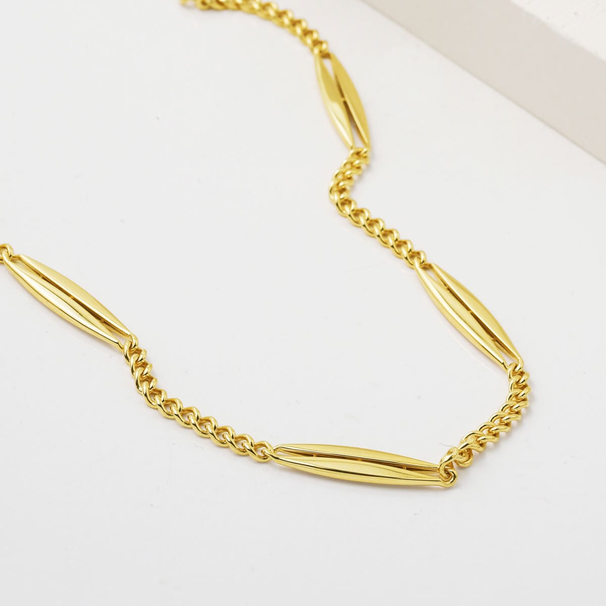 14K Yellow Gold Marquise Chain Italian Design Set