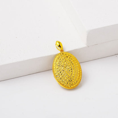 14K Yellow Gold Sparkling Oval Pendant