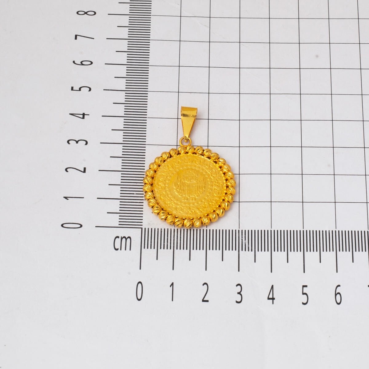 22K Yellow Gold Half Coin Pendant
