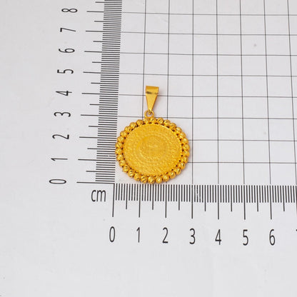 22K Yellow Gold Half Coin Pendant