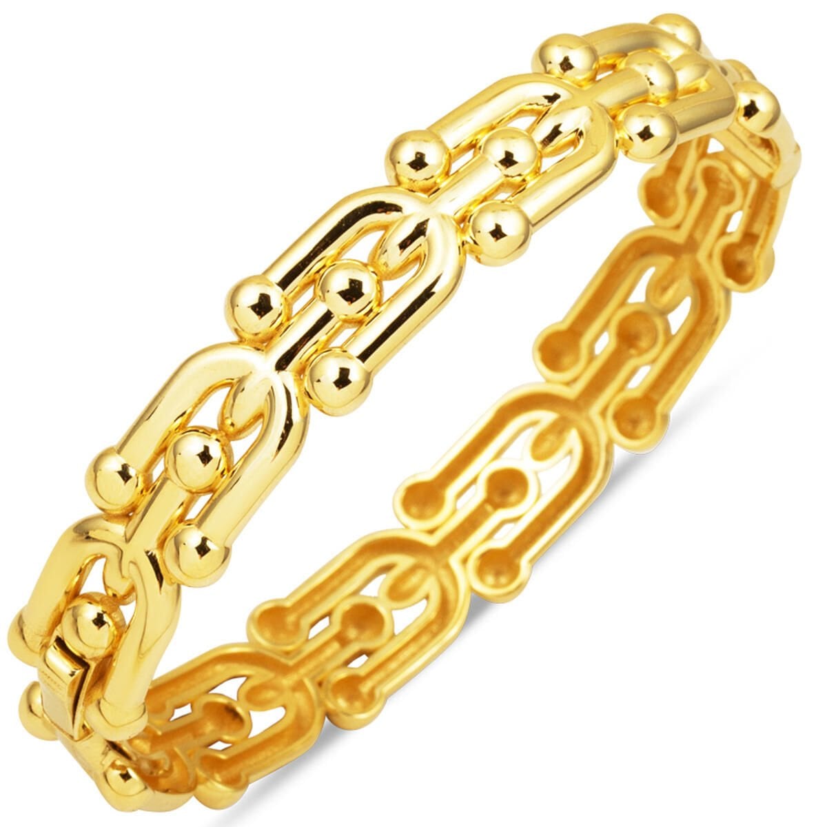 14K Yellow Gold Designer Inspired Hinged Cuff Bangle (13.52 g)