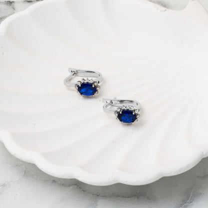14K White Gold Diamond Sapphire Earrings