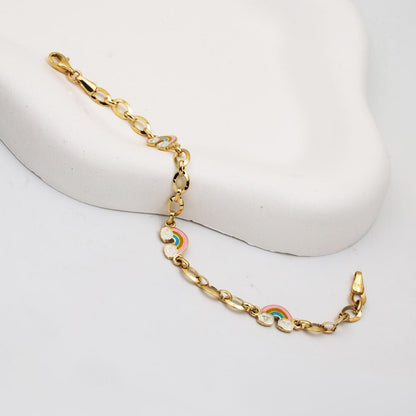 14K Yellow Gold Rainbow Enamel Children's Bracelet