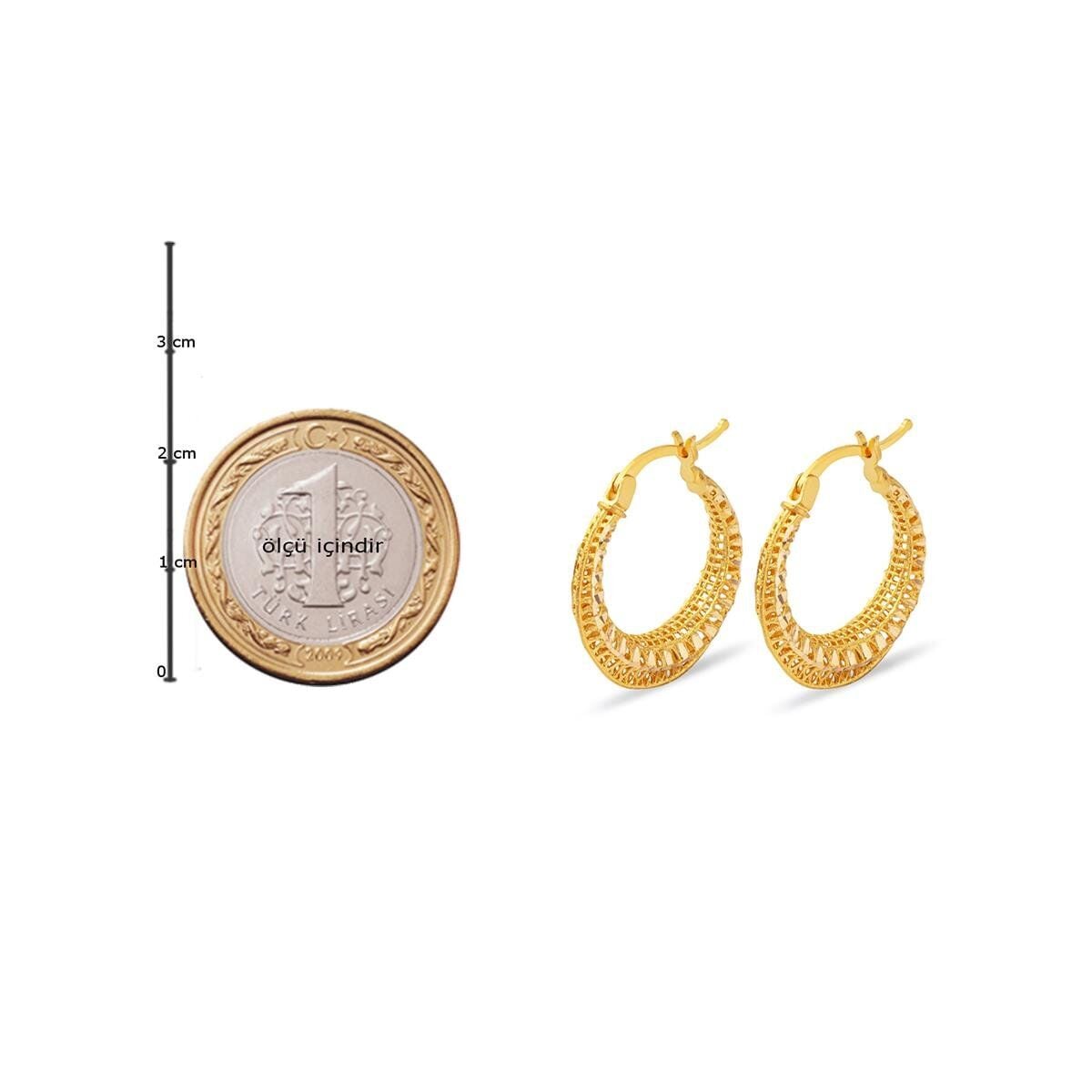 22K Yellow Gold Basket Hoop Earrings