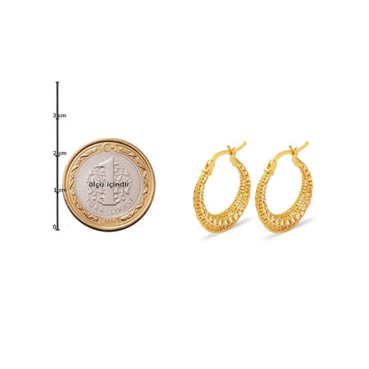 22K Yellow Gold Basket Hoop Earrings