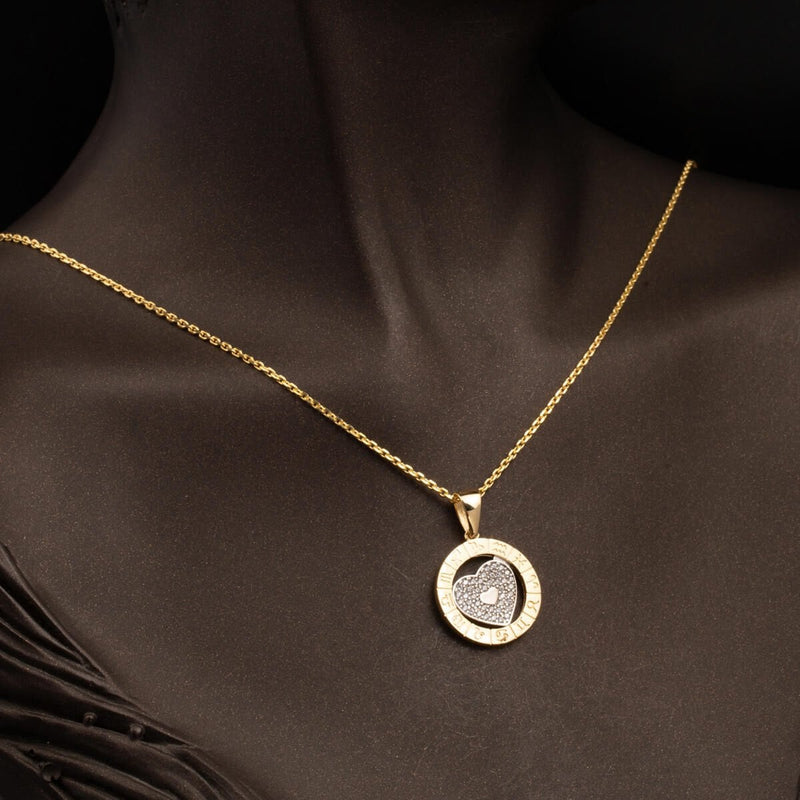 14K Yellow Gold Heart Zodiac Cubic Zirconia Necklace