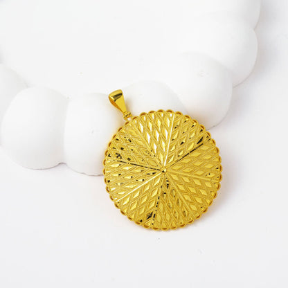 14K Yellow Gold Wheat Medallion Pendant