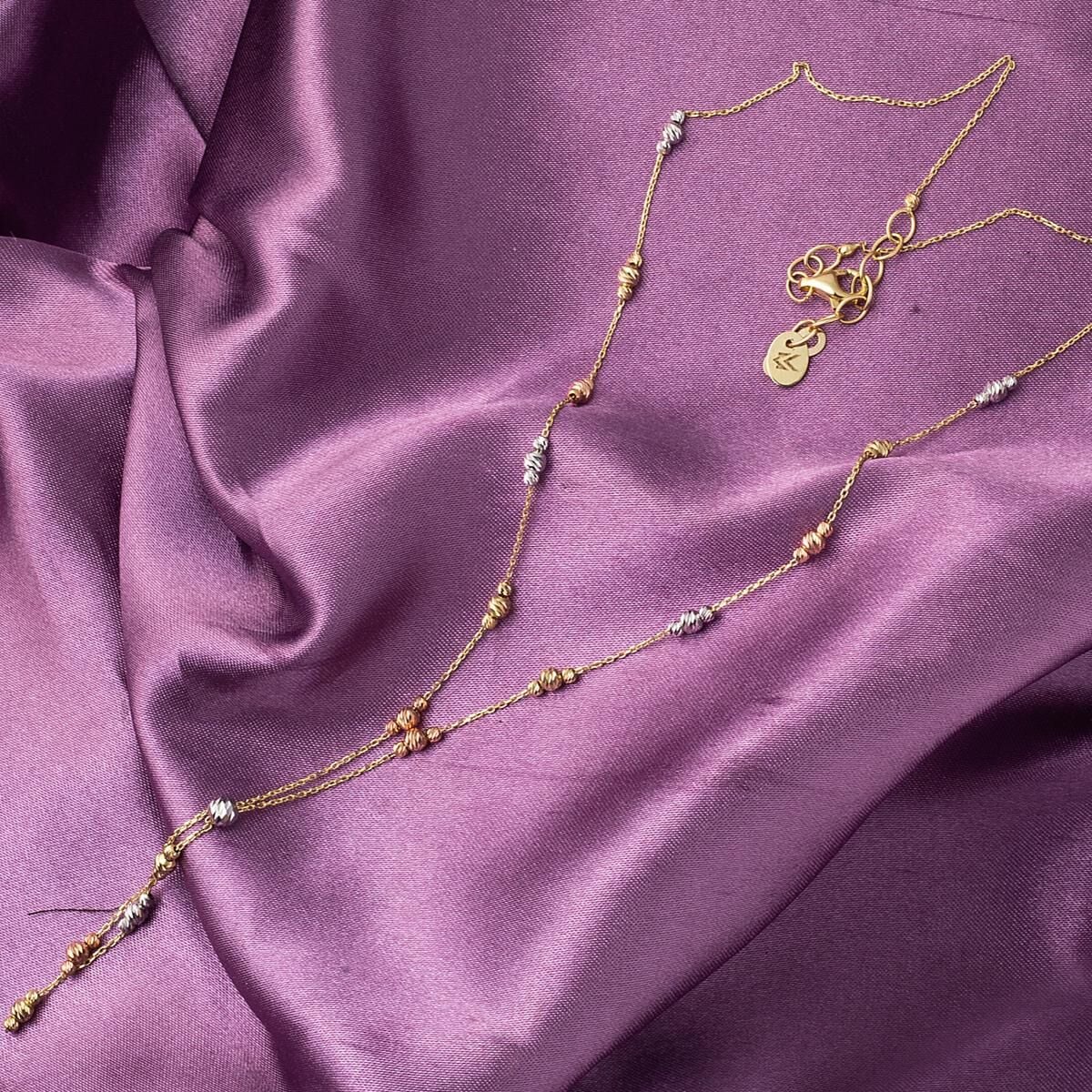 14K Yellow Gold Colored Gold Bead Double Set