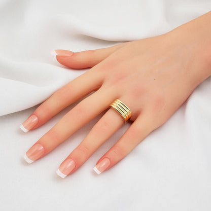 14K Yellow Gold Striped 3-Piece Jewelry Set