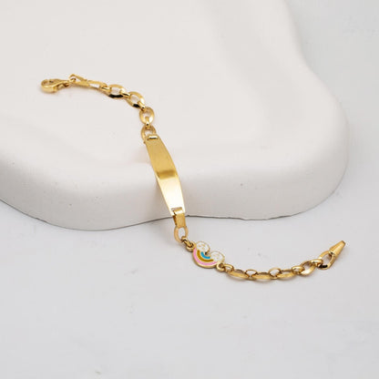 14K Yellow Gold Rainbow Plate Children's ID Bracelet
