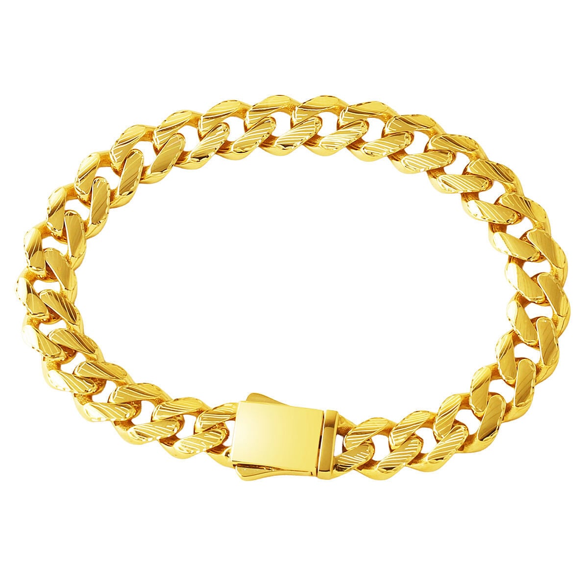 14K Yellow Gold Sparkling Curb Bracelet