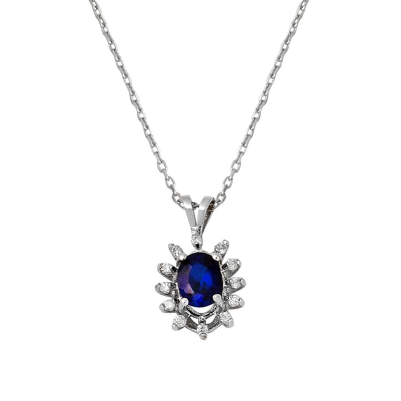 14K White Gold 0.50 Ct Sapphire Diamond Necklace
