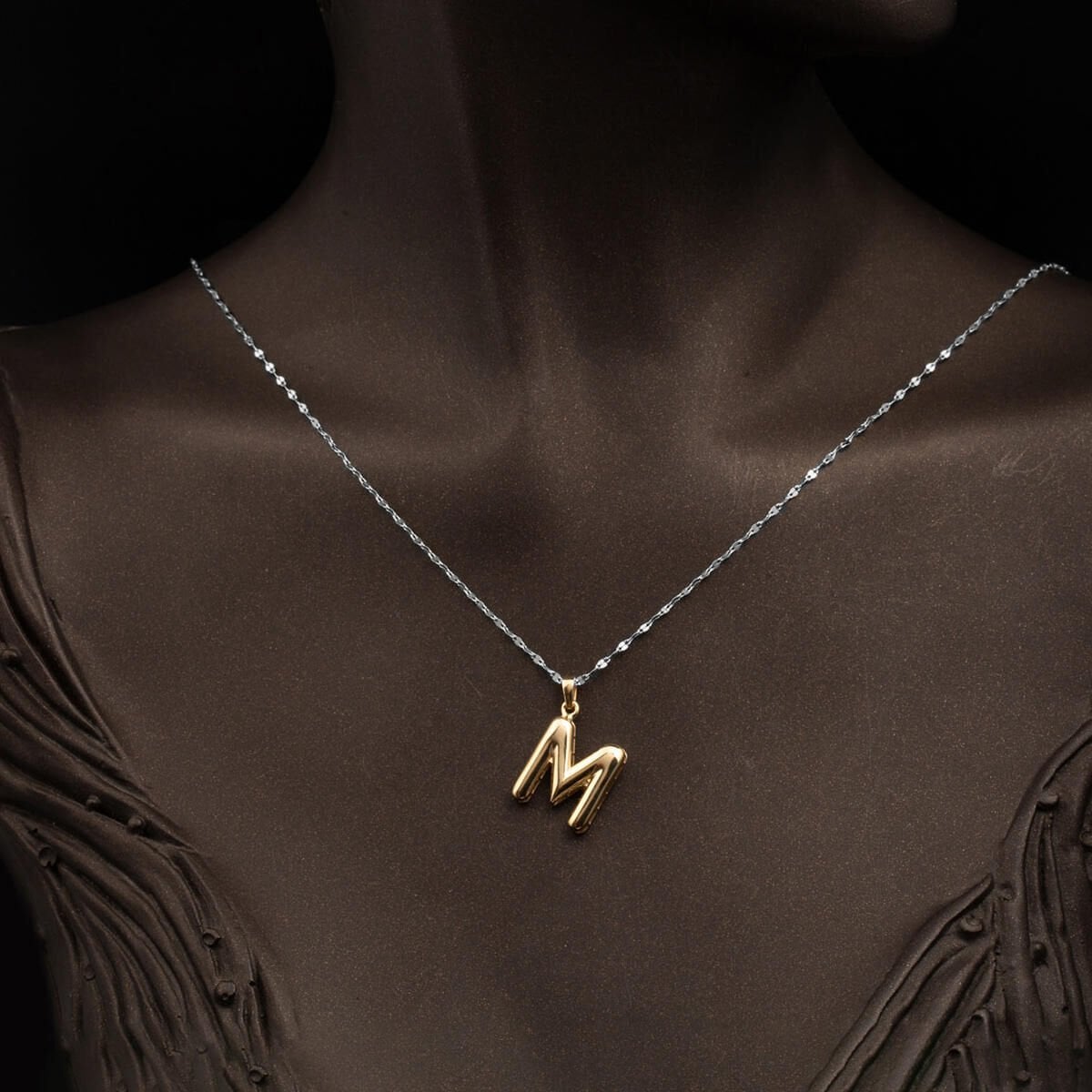 14K Yellow Gold Balloon Initial M Pendant