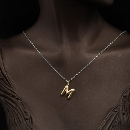 14K Yellow Gold Balloon Initial M Pendant