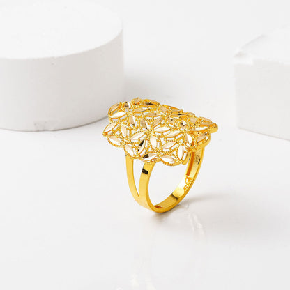 14K Yellow Gold Flower of Life Marquise Ring (2.8 g)