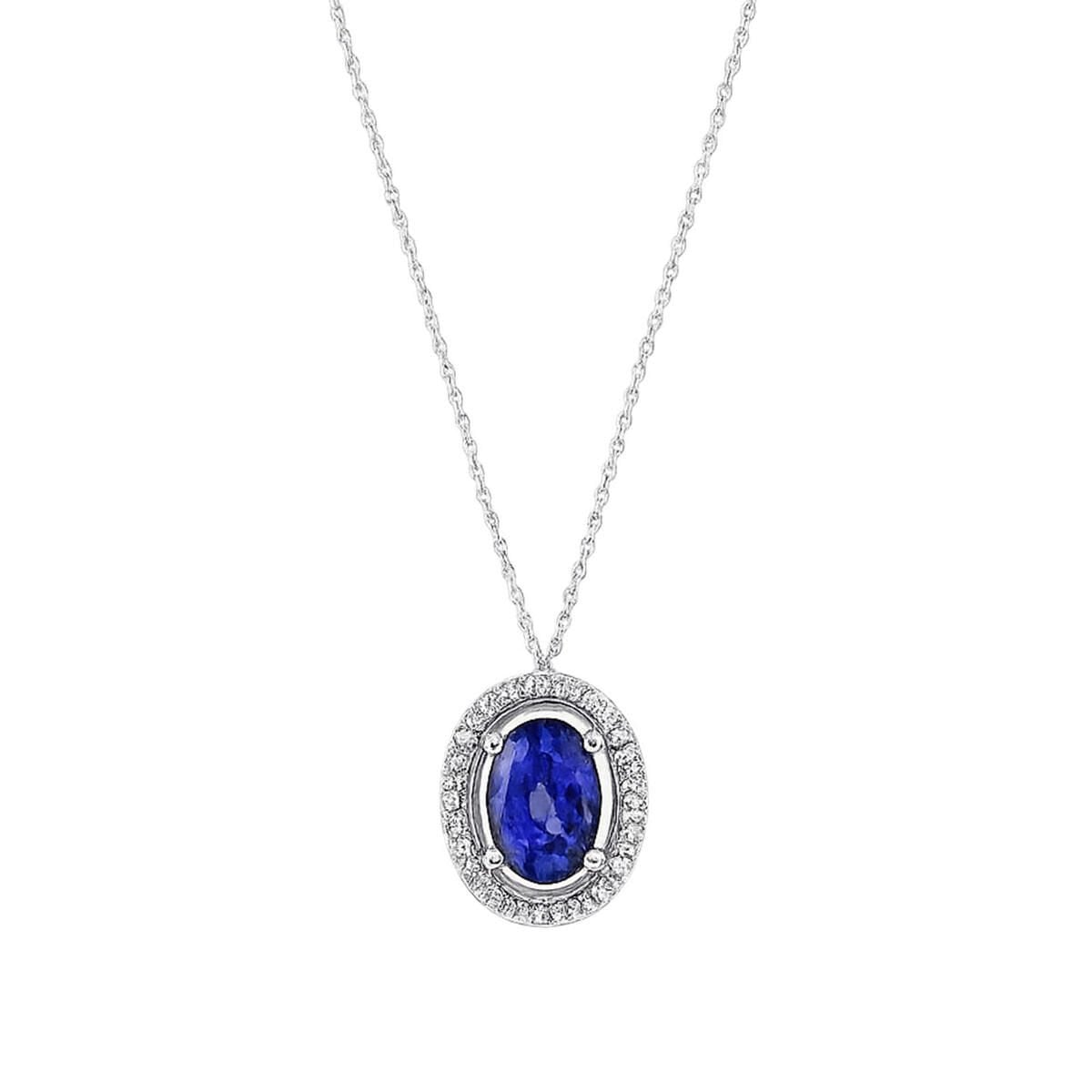14K White Gold 0.64 Ct Sapphire Diamond Necklace