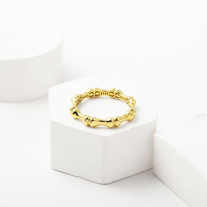 14K Yellow Gold Bone Design Minimalist Ring