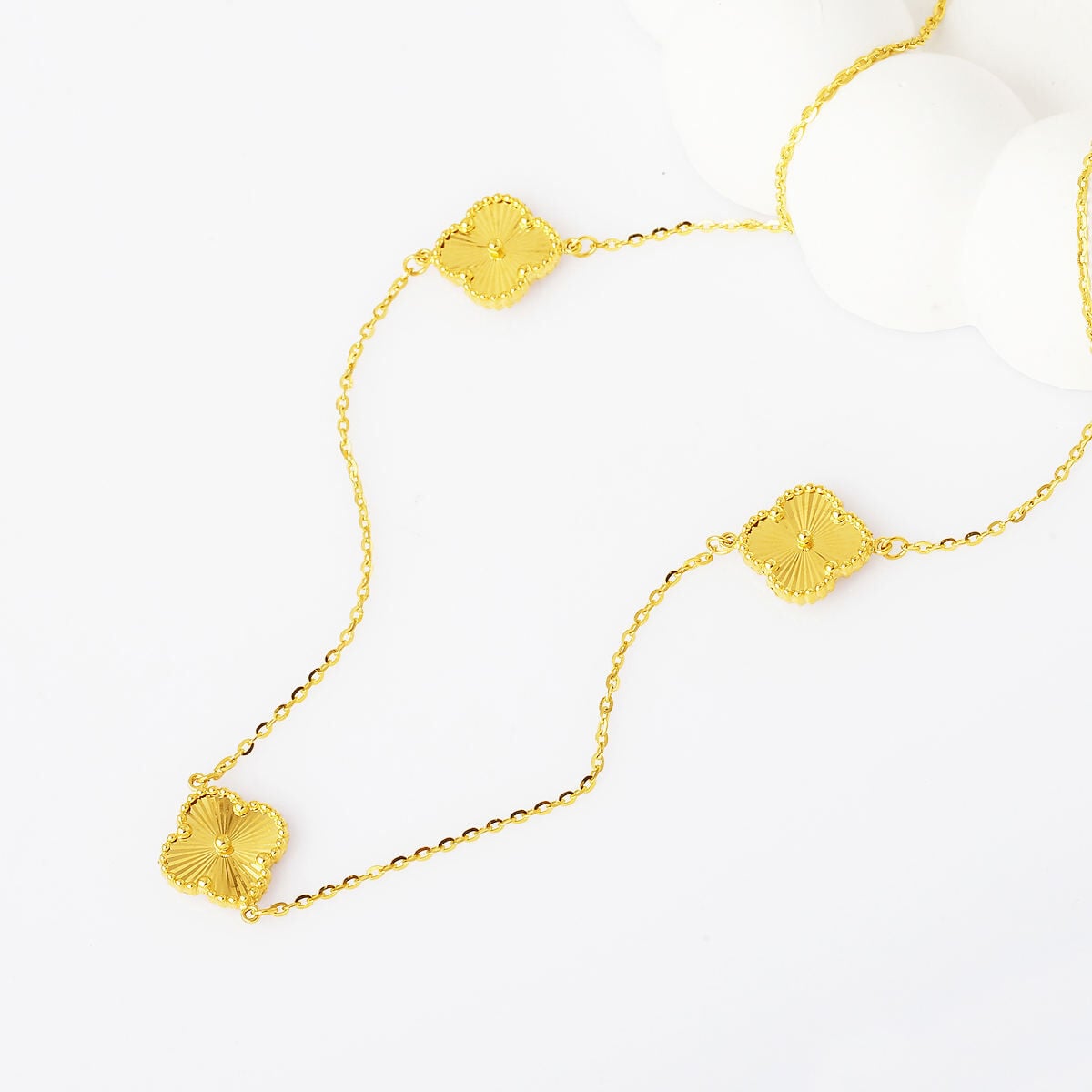 14K Yellow Gold Three Clover Necklace