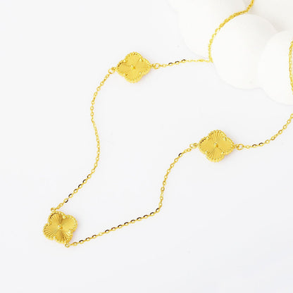 14K Yellow Gold Three Clover Necklace