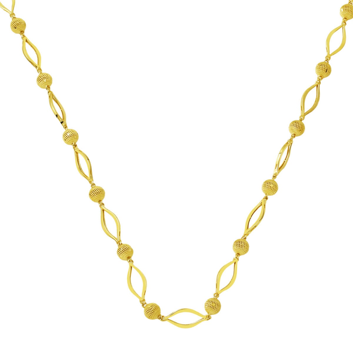 14K Yellow Gold Sparkling Ellipse Italian Necklace